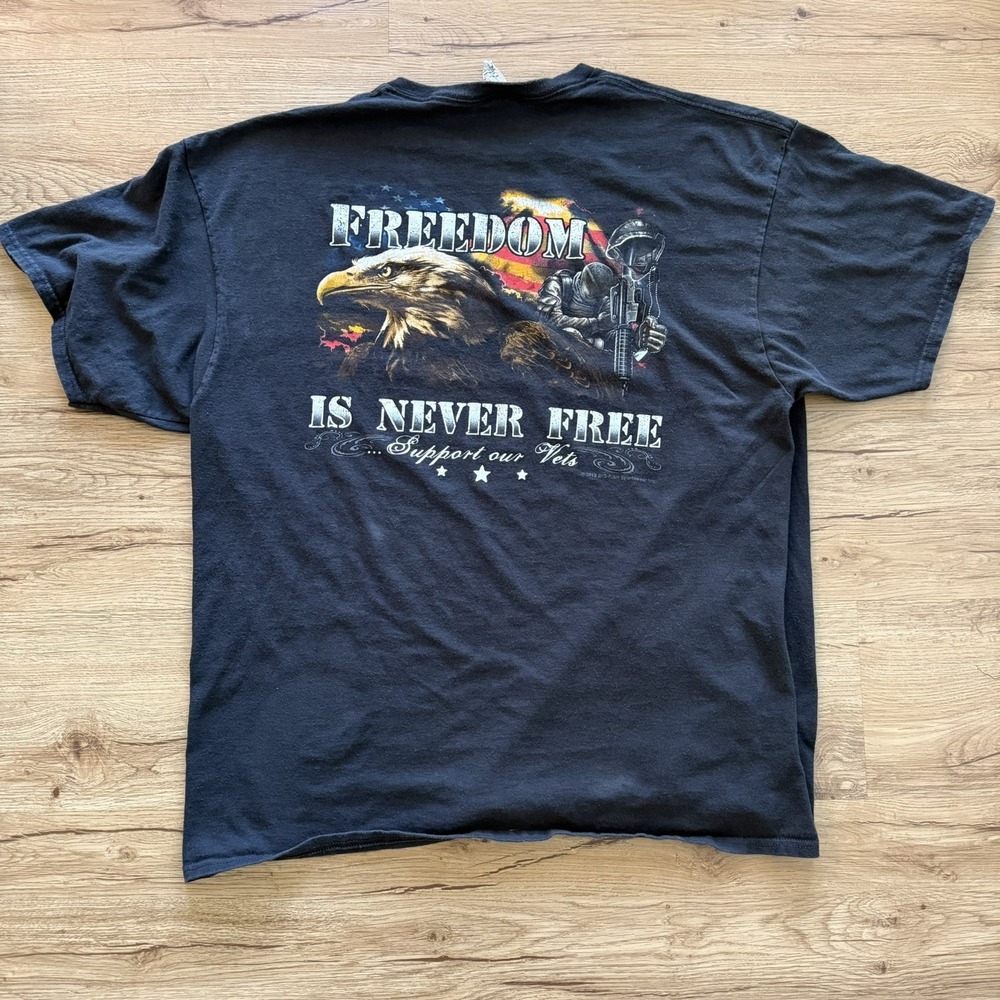 Freedom Is Never Free T Shirt 2XL Black Eagle‎ Military